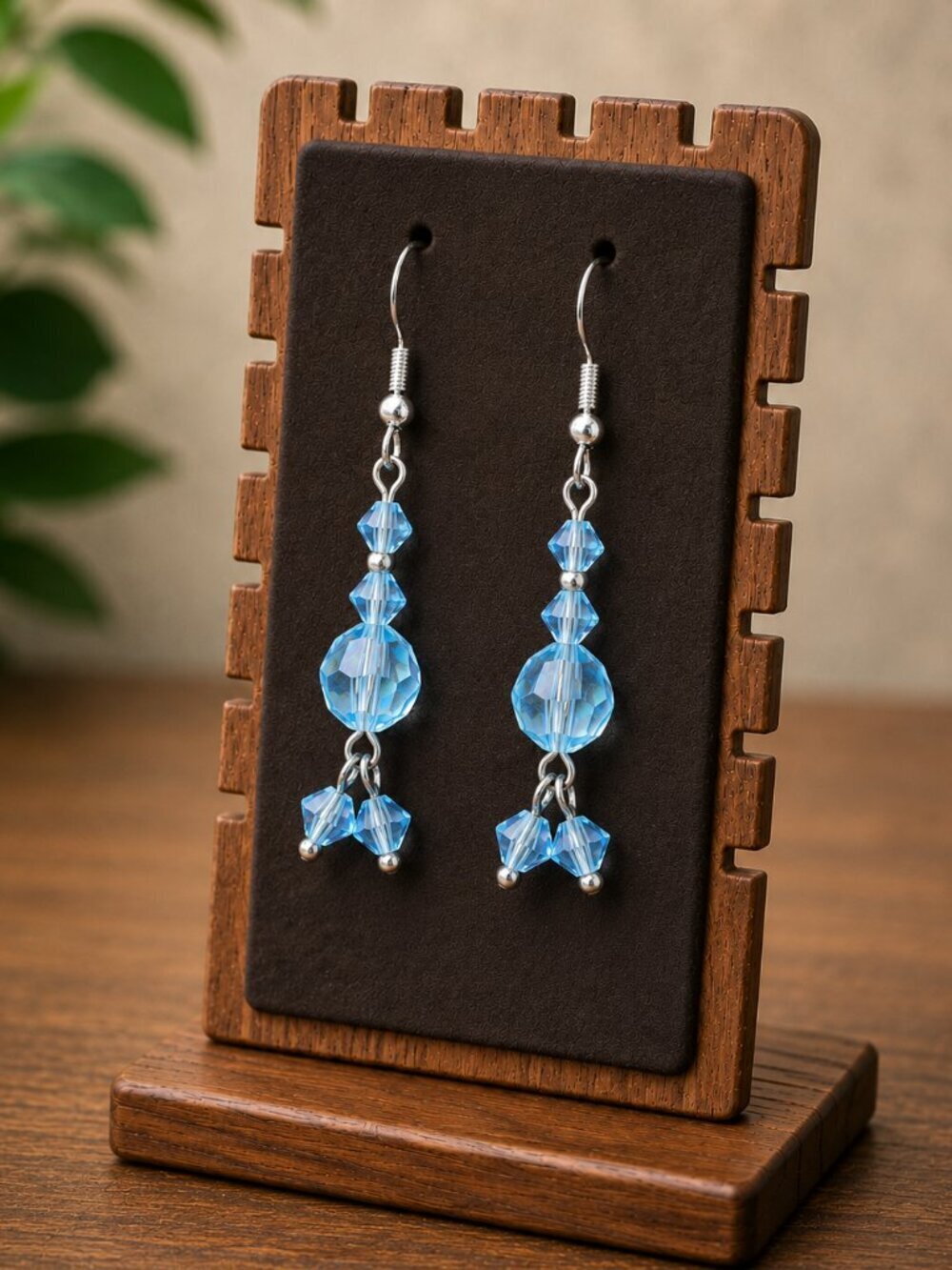 Light Blue Crystal Drop Earrings | Handcrafted